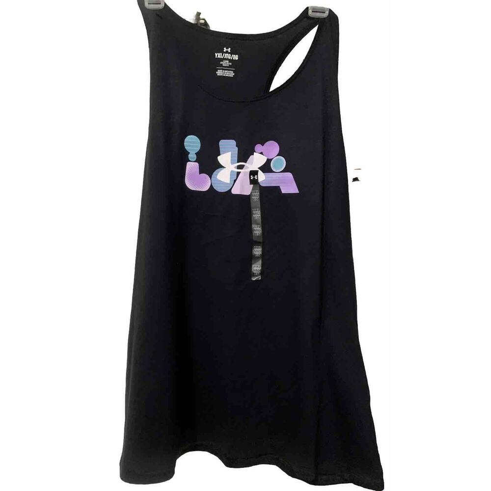 Under Armour Bubble Abbreviation Tank Black Youth Size XL Brand New With Tags